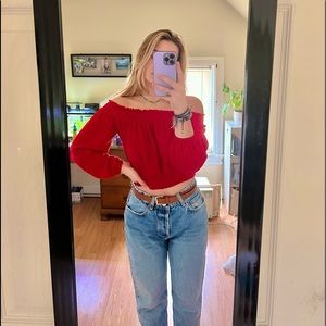 Red Cropped long sleeve